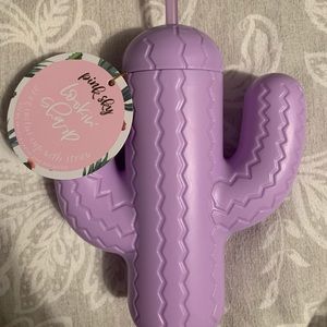 Purple Cactus Cup With Straw
